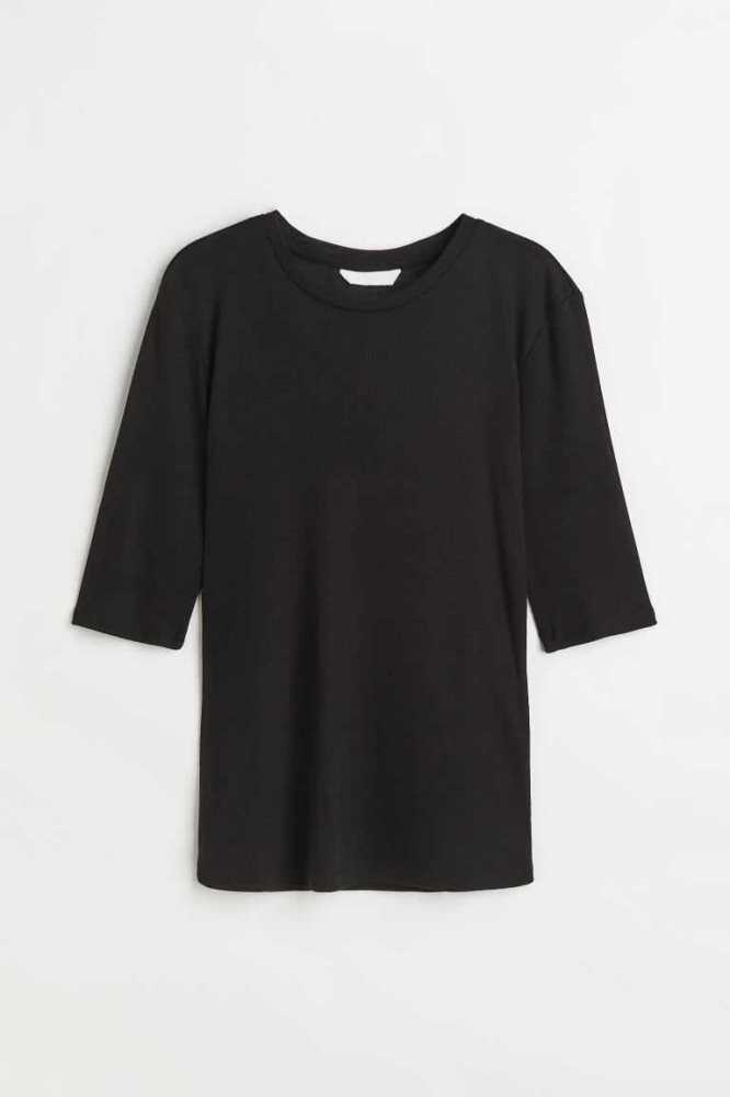 Tops H&M Lyocell T-shirt Mujer Negros | 425897SQB