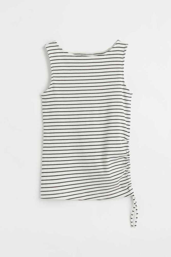 Tops H&M MAMA Acanalado Drawstring Mujer Azules | 754138QCW