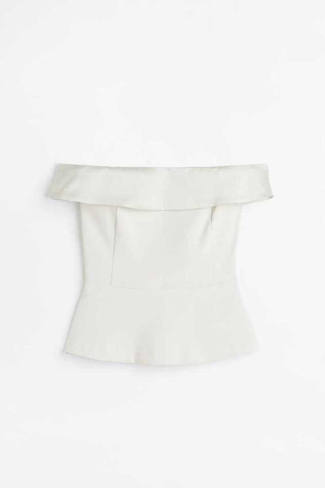 Tops H&M Off-the-shoulder Peplum Mujer Beige Blancos | 604312NEA