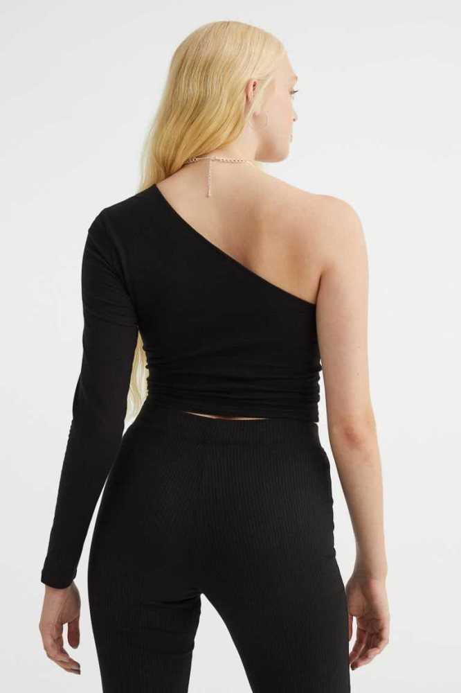 Tops H&M One-shoulder Crop Mujer Blancos | 859736VCE