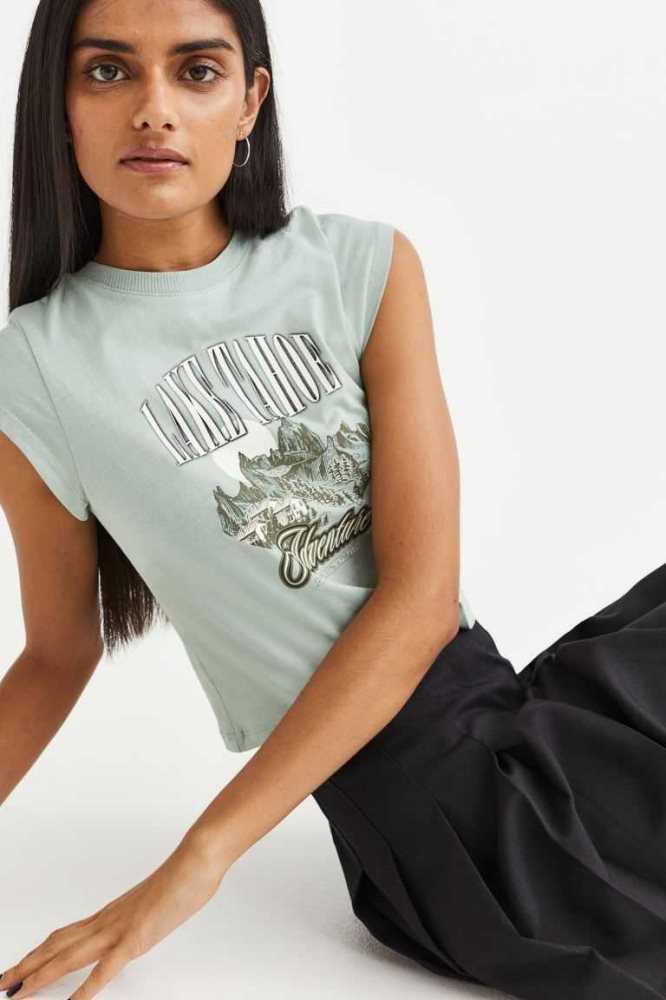 Tops H&M Printed Mujer Creme | 824651RFD