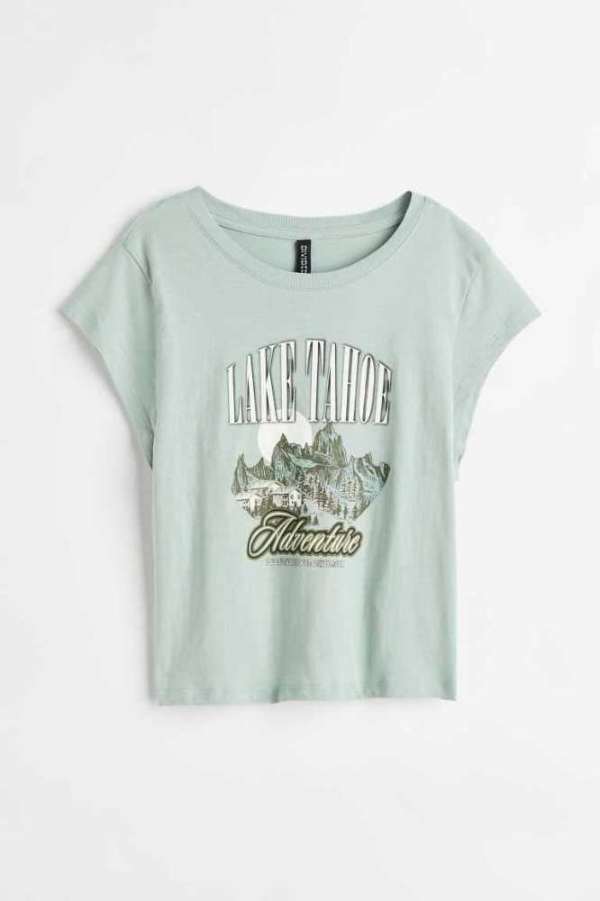 Tops H&M Printed Mujer Creme | 824651RFD