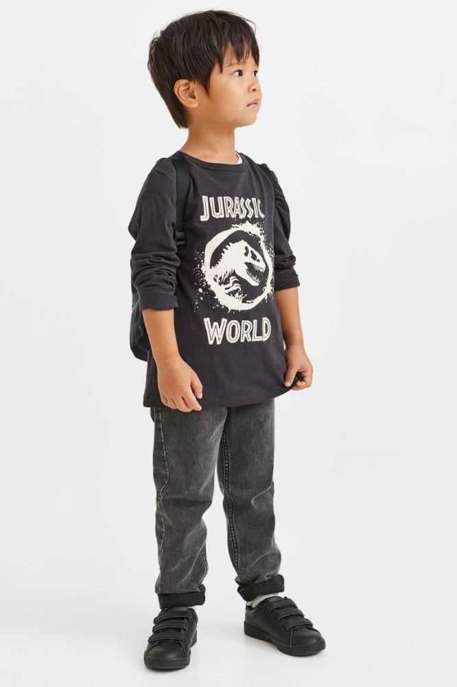 Tops H&M Printed Niños Beige Claro Negros | 307915IKJ