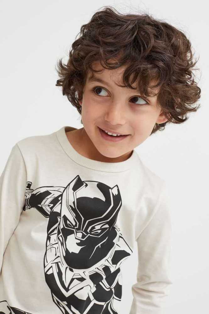 Tops H&M Printed Niños Grises Oscuro | 840729YZI