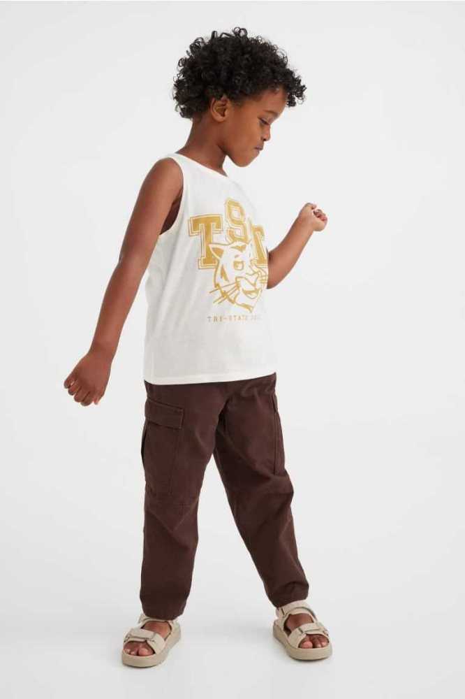 Tops H&M Printed Tank Niños Blancos | 314658DKQ