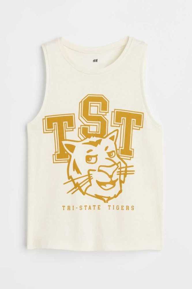 Tops H&M Printed Tank Niños Blancos | 314658DKQ