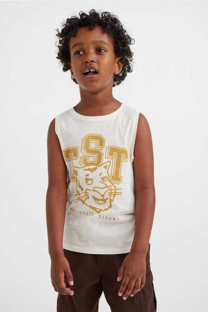 Tops H&M Printed Tank Niños Blancos | 314658DKQ