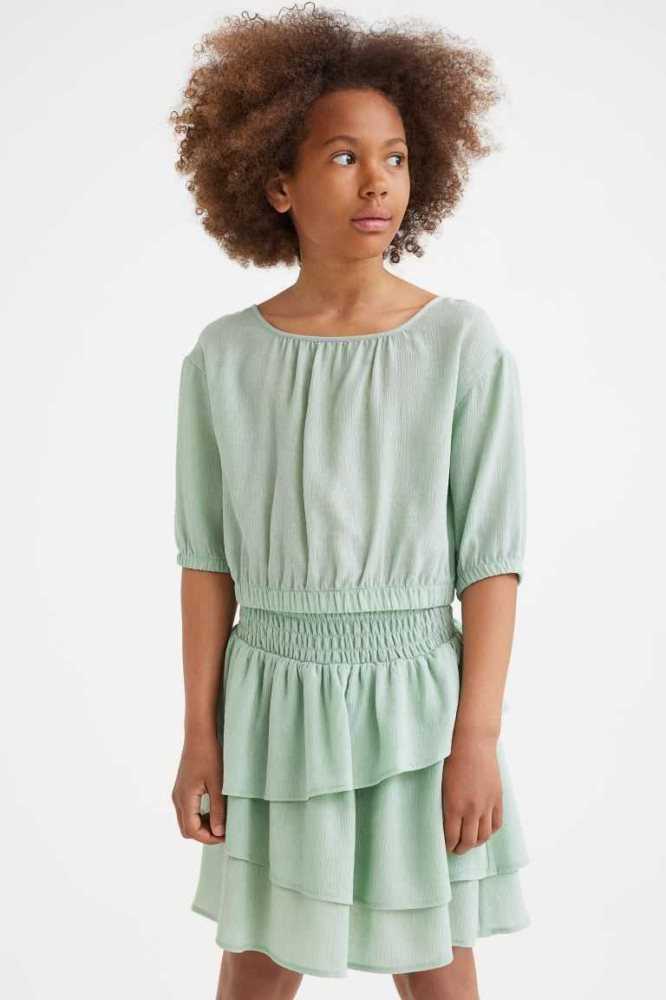 Tops H&M Puff-sleeved Niños Verdes Claro | 721368FHZ