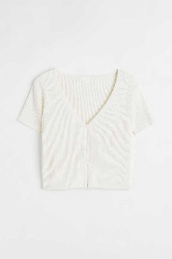 Tops H&M Rib-knit Crop Mujer Blancos | 381692HRI