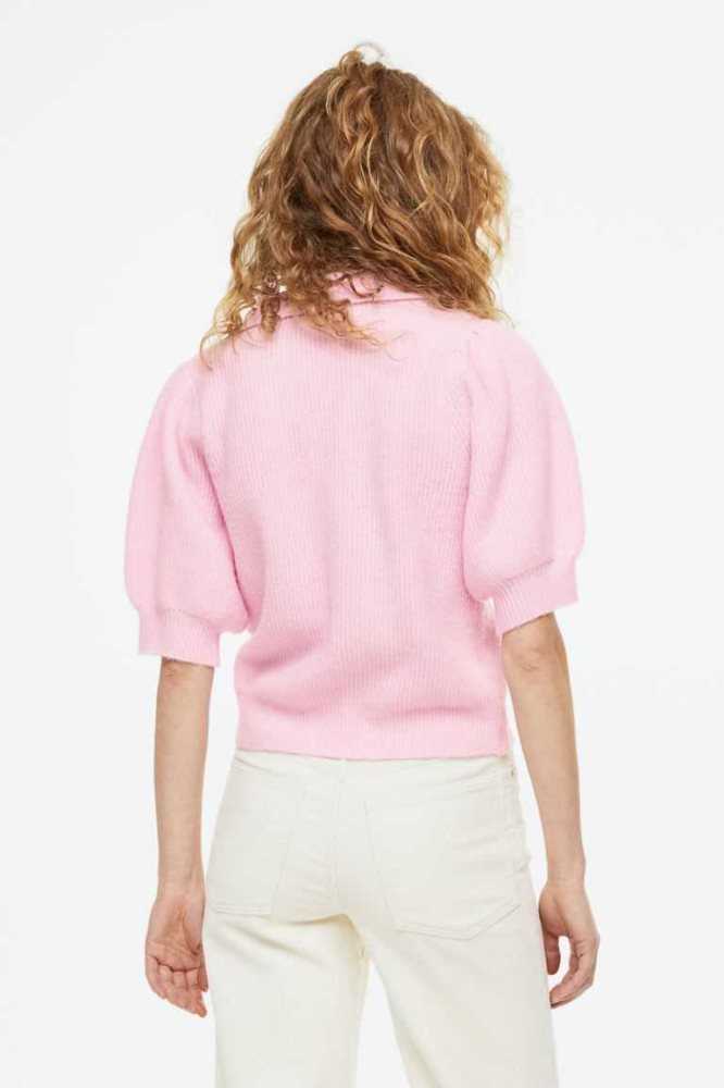 Tops H&M Rib-knit Mujer Rosas Claro | 796140CDJ