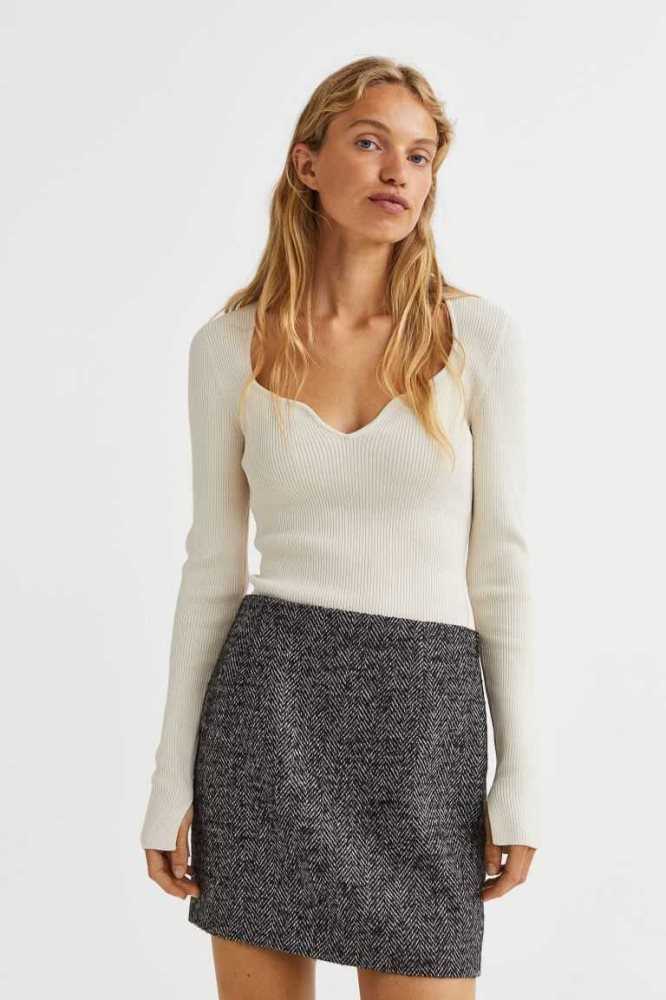 Tops H&M Rib-knit Mujer Turquesa | 689743GCX