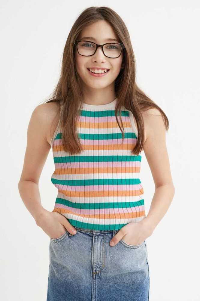 Tops H&M Rib-knit Niños Naranjas | 430875RBZ