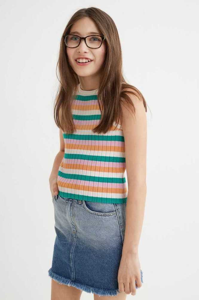 Tops H&M Rib-knit Niños Naranjas | 430875RBZ