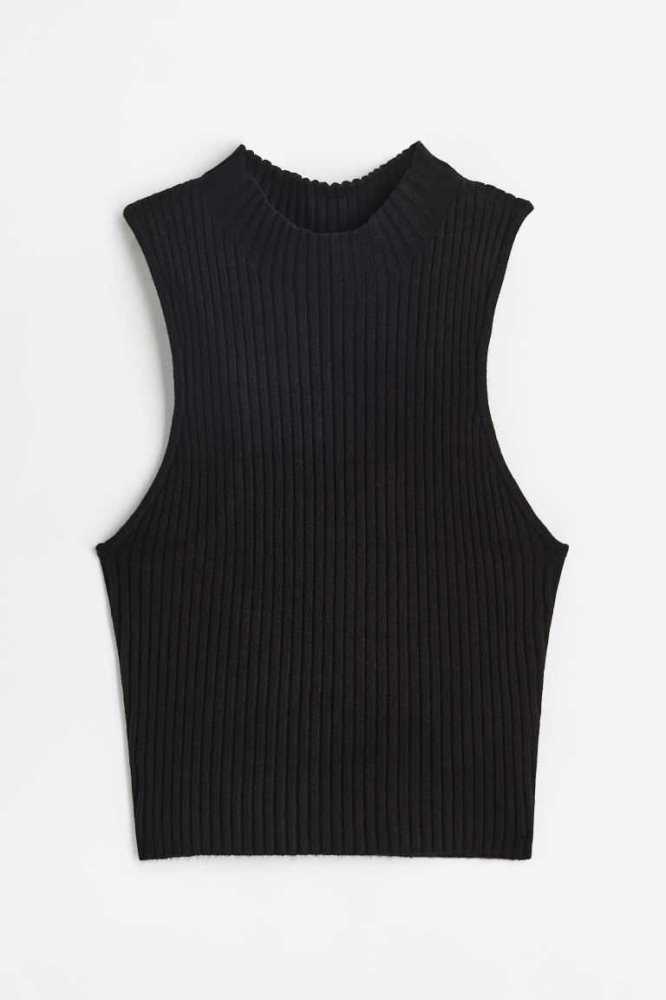 Tops H&M Rib-knit Tank Mujer Negros | 297360JKO