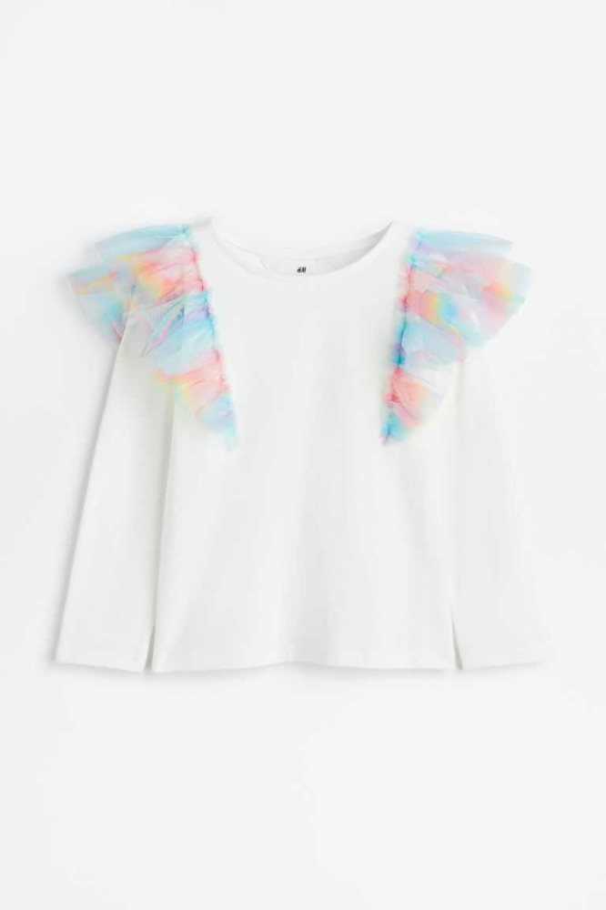 Tops H&M Ruffle-trimmed Niños Blancos | 943120NFX