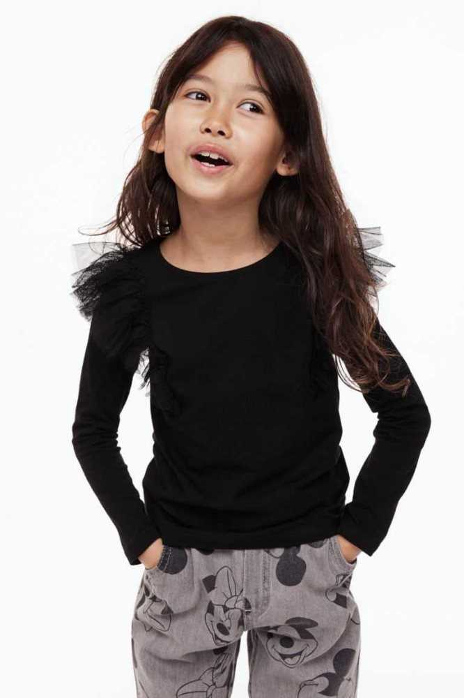 Tops H&M Ruffle-trimmed Niños Blancos | 943120NFX