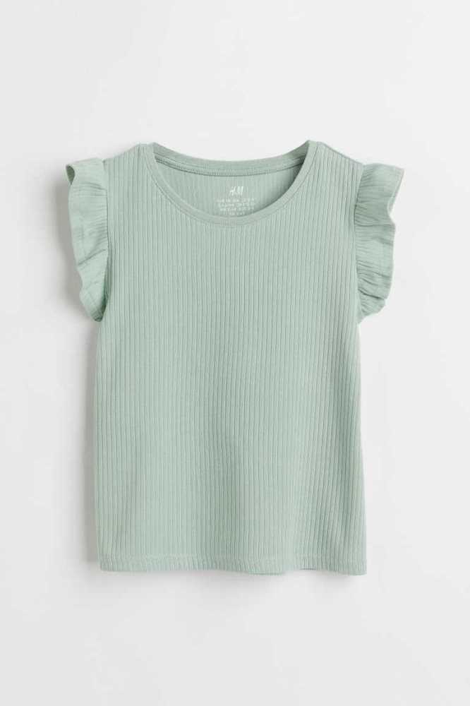 Tops H&M Ruffle-trimmed Sin Manga Niños Beige Oscuro Rosas | 374812XNY