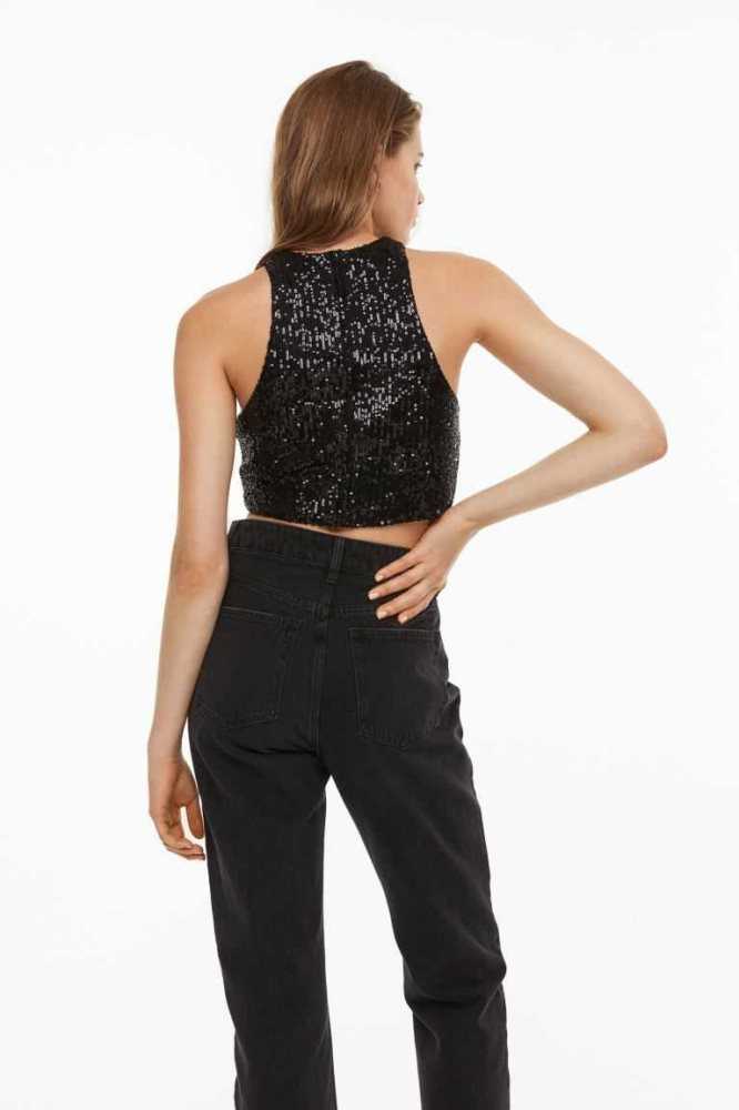 Tops H&M Sequined Tank Mujer Plateados | 624135DJG