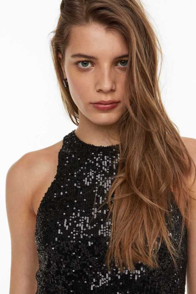 Tops H&M Sequined Tank Mujer Plateados | 624135DJG