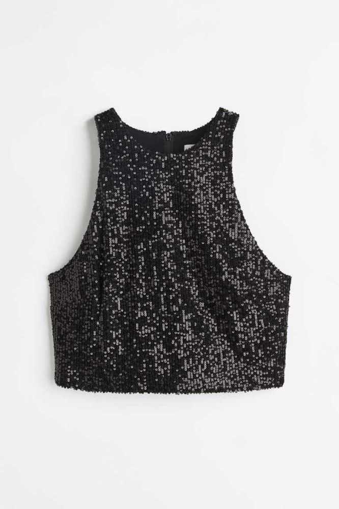 Tops H&M Sequined Tank Mujer Plateados | 624135DJG