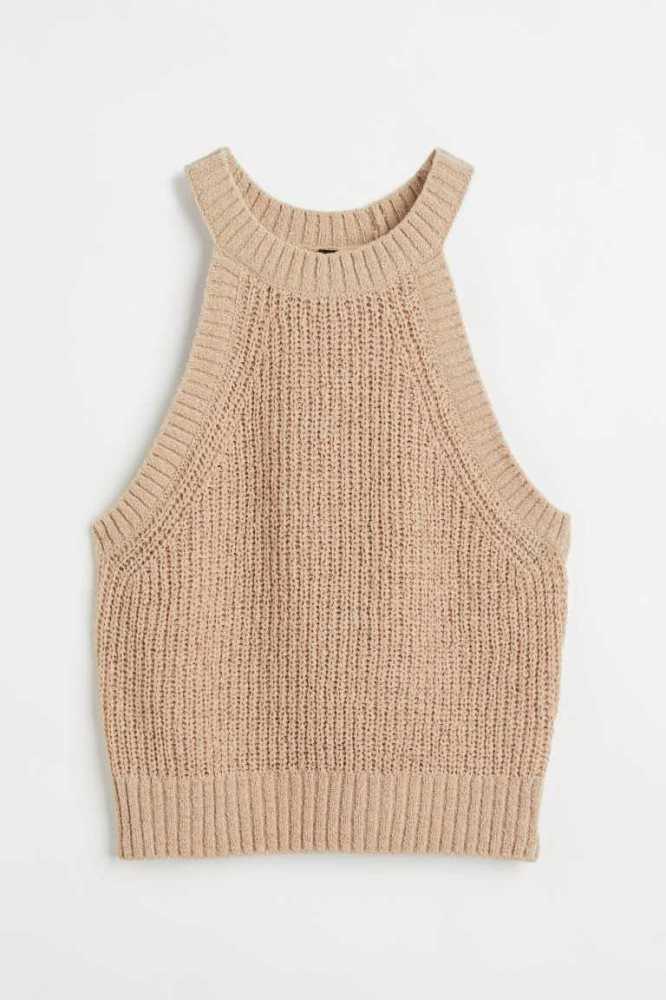 Tops H&M Sin Manga Knit Mujer Beige | 397805GVA