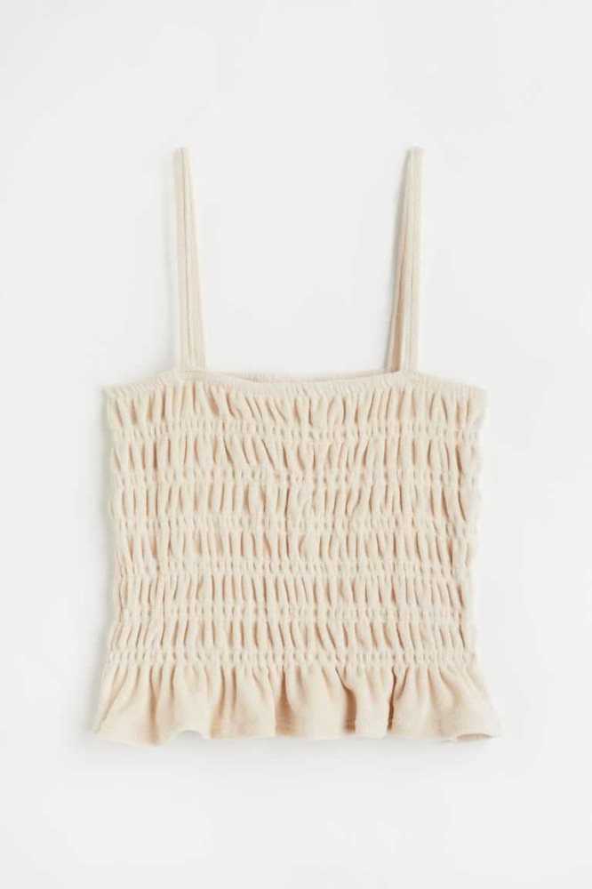 Tops H&M Smocked Terry Camisole Mujer Beige Claro | 836190UAB