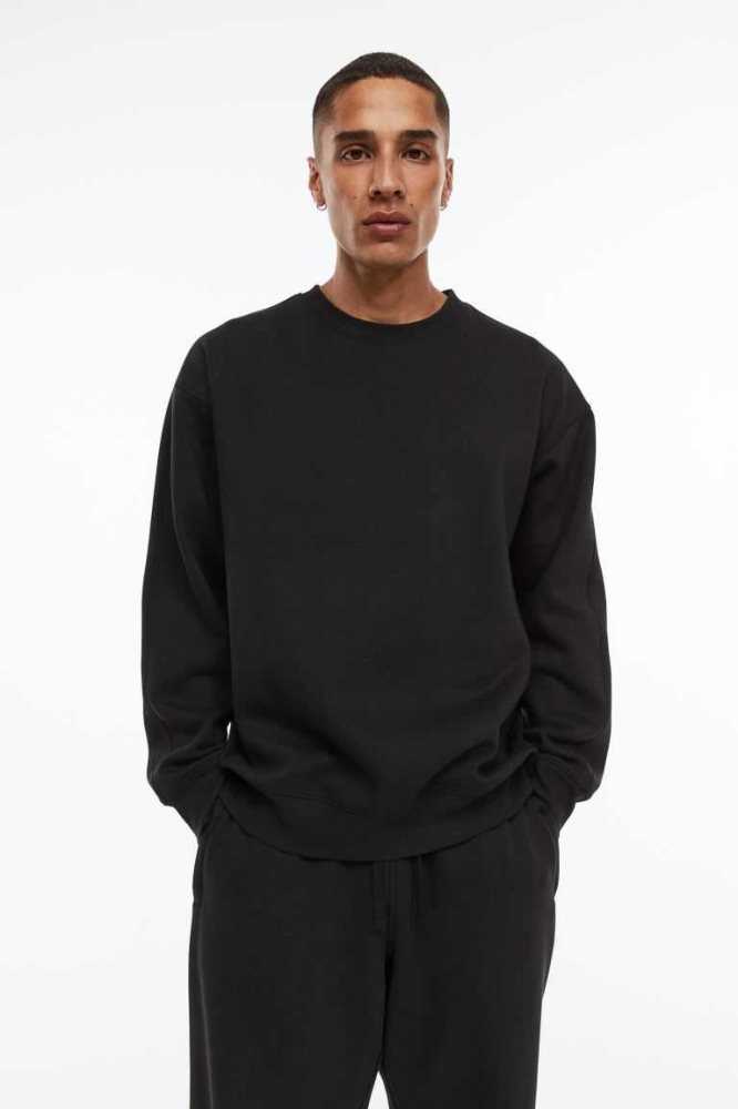 Tops H&M THERMOLITE Relaxed Fit Sweatshirt Hombre Negros | 204163BOZ