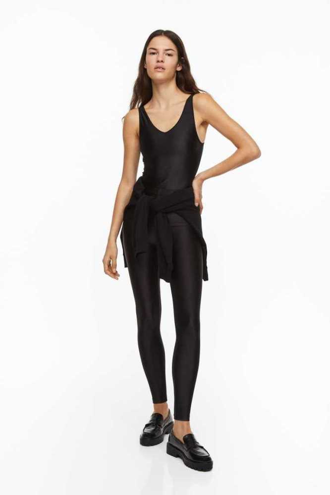 Tops H&M Tanga Bodysuit Mujer Negros | 470628OGW