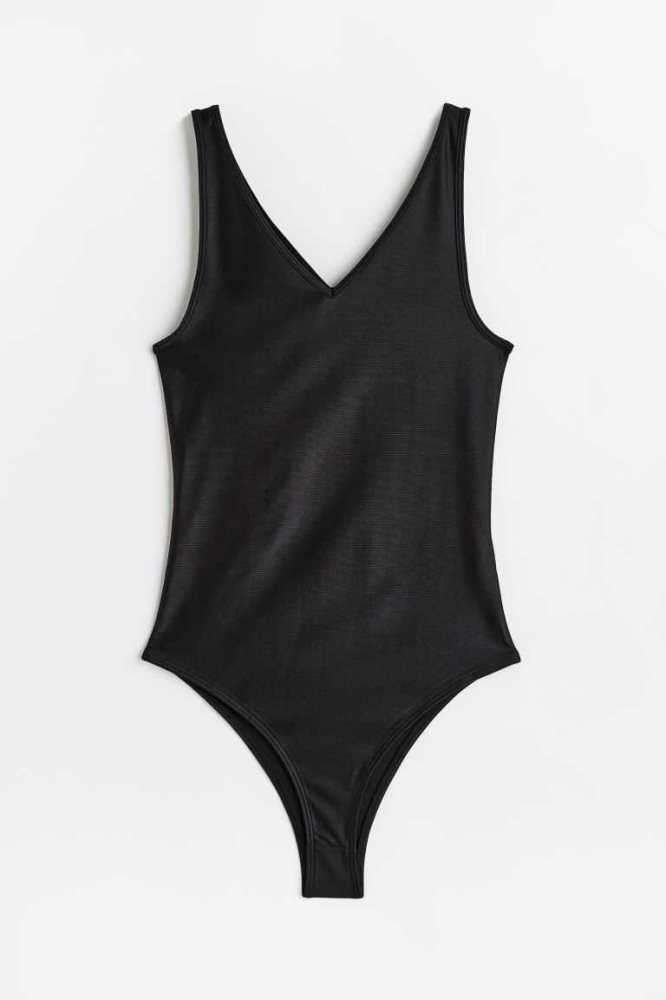 Tops H&M Tanga Bodysuit Mujer Negros | 470628OGW