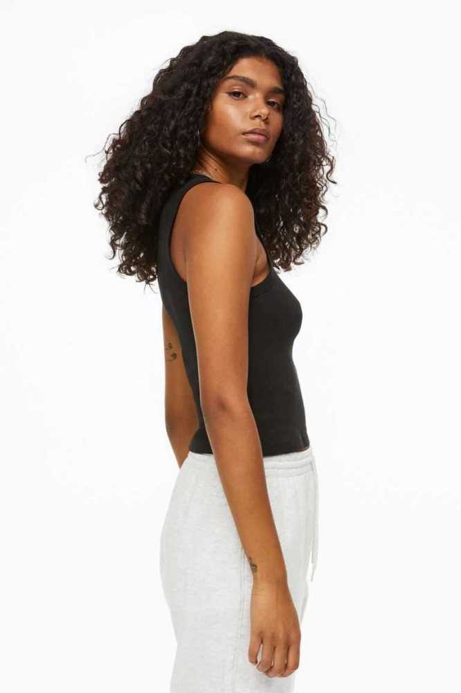 Tops H&M Tank Mujer Negros | 218053JUN