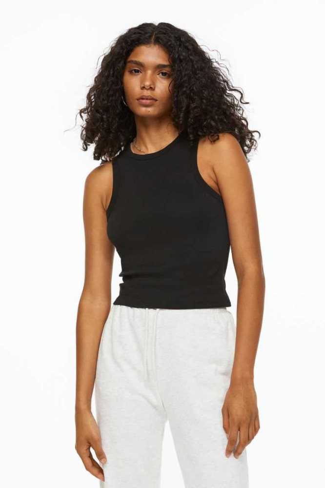 Tops H&M Tank Mujer Negros | 218053JUN