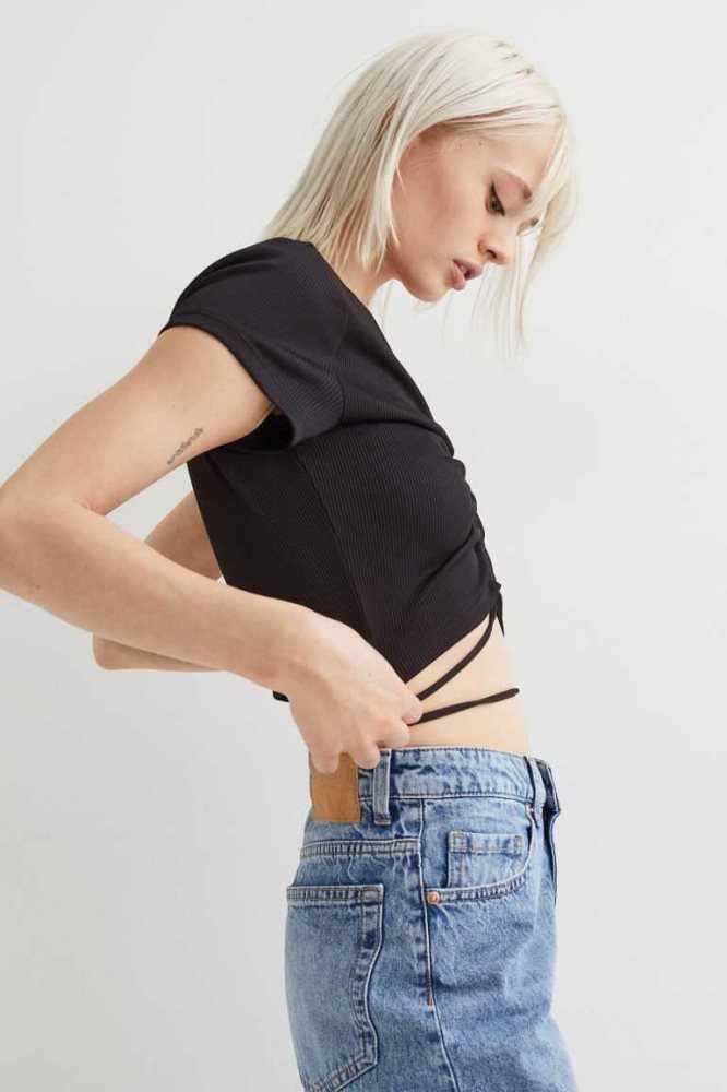 Tops H&M Tie-detail Crop Mujer Blancos | 059482BOA