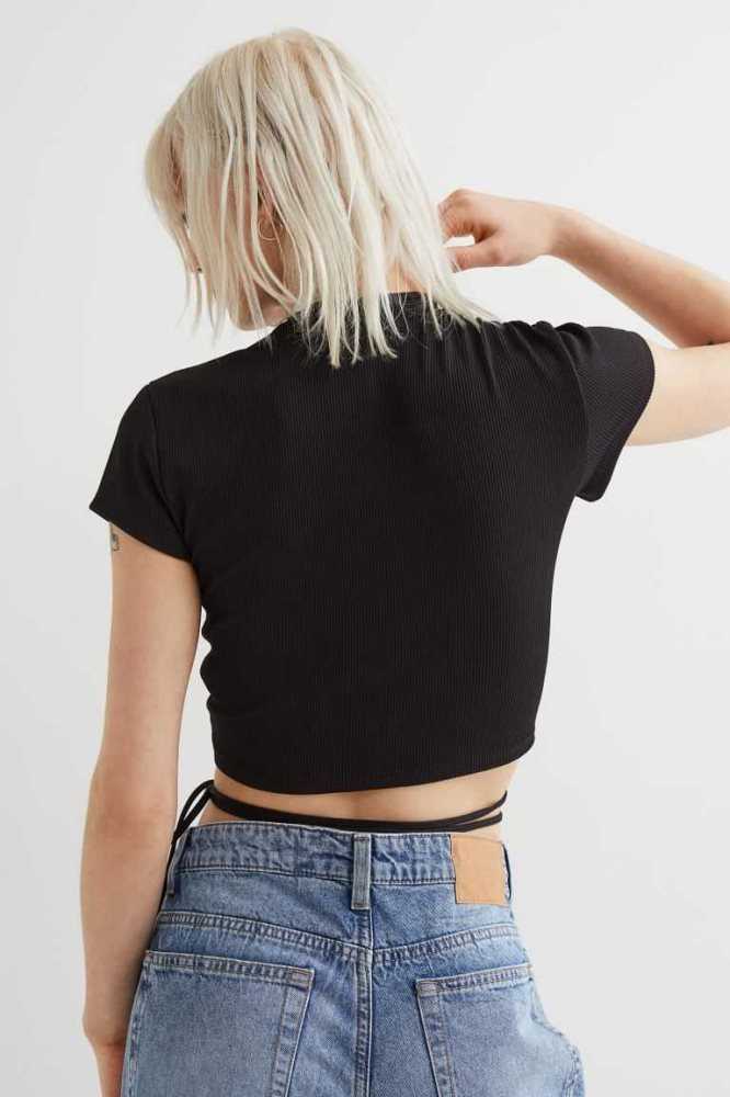 Tops H&M Tie-detail Crop Mujer Blancos | 059482BOA