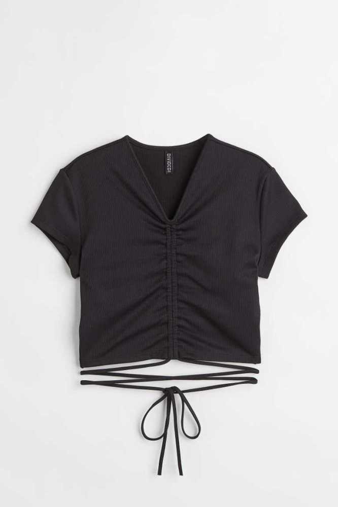 Tops H&M Tie-detail Crop Mujer Blancos | 059482BOA