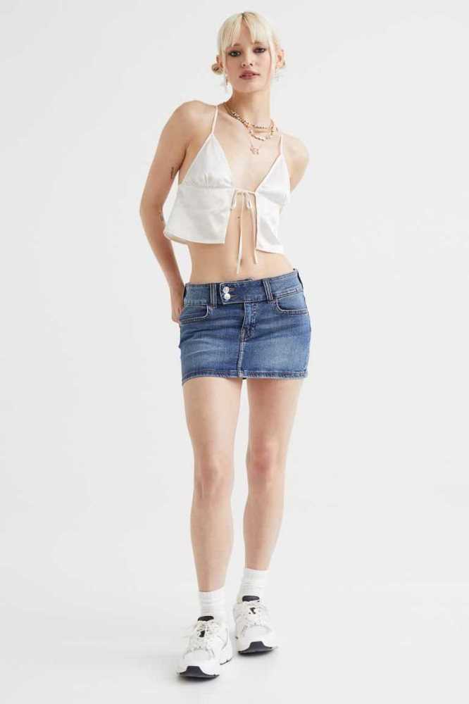 Tops H&M Tie-detail Satin Mujer Blancos | 021859GEJ