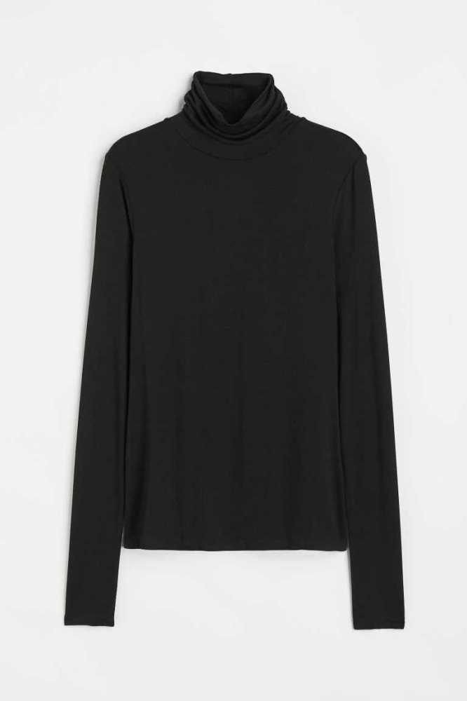 Tops H&M Turtleneck Mujer Negros | 792051VCS