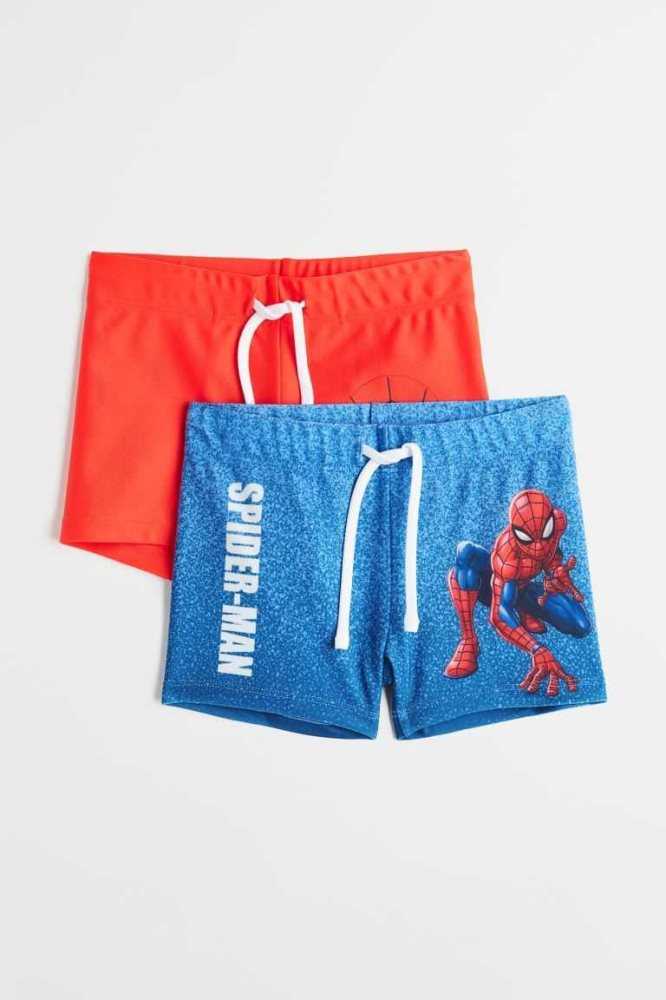 Trajes De Baño H&M 2-pack Printed Trunks Niños Azules | 647302YWZ