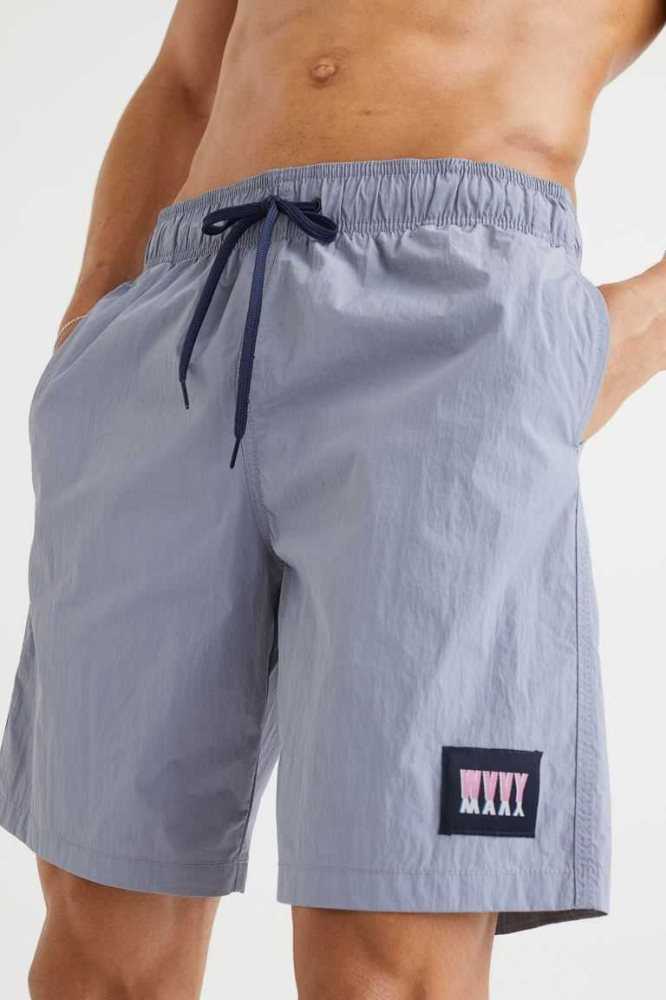 Trajes De Baño H&M Nylon Shorts Hombre Grises Azules | 823165YTU