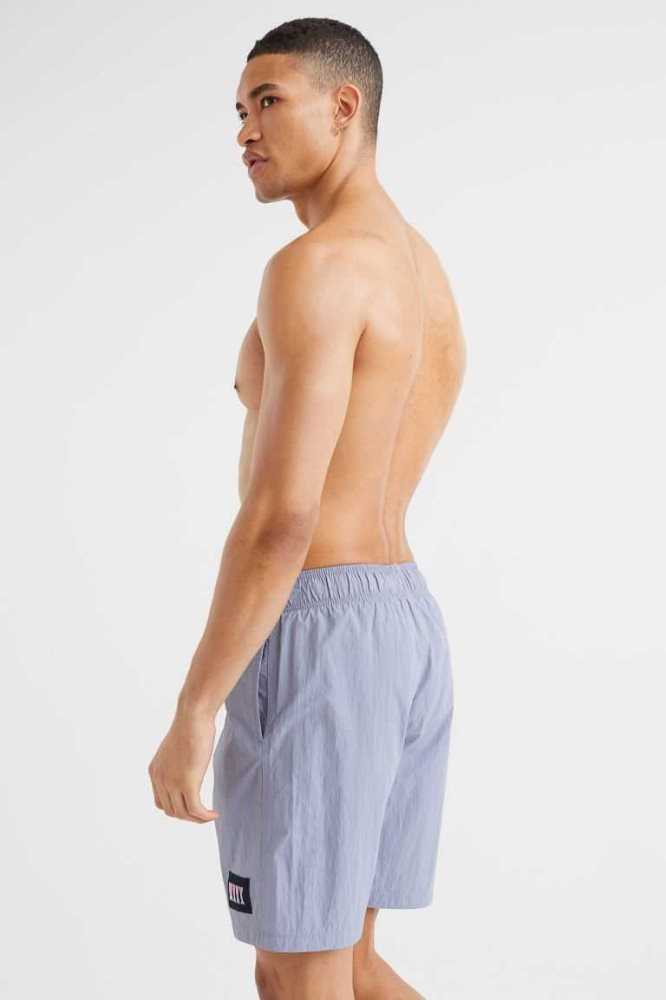 Trajes De Baño H&M Nylon Shorts Hombre Grises Azules | 823165YTU