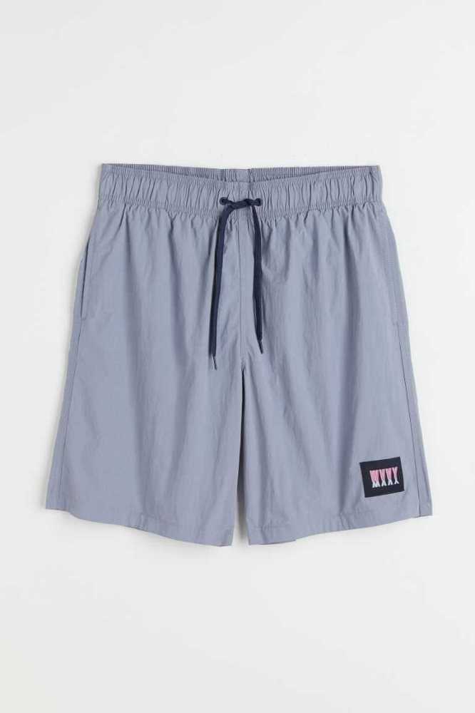 Trajes De Baño H&M Nylon Shorts Hombre Grises Azules | 823165YTU