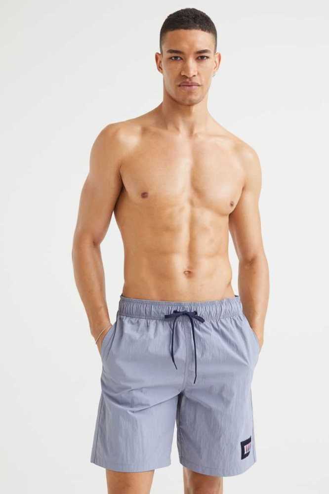 Trajes De Baño H&M Nylon Shorts Hombre Grises Azules | 823165YTU