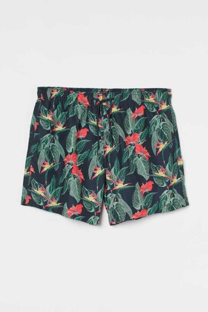 Trajes De Baño H&M Patterned Shorts Hombre Azules Oscuro | 430658AIN