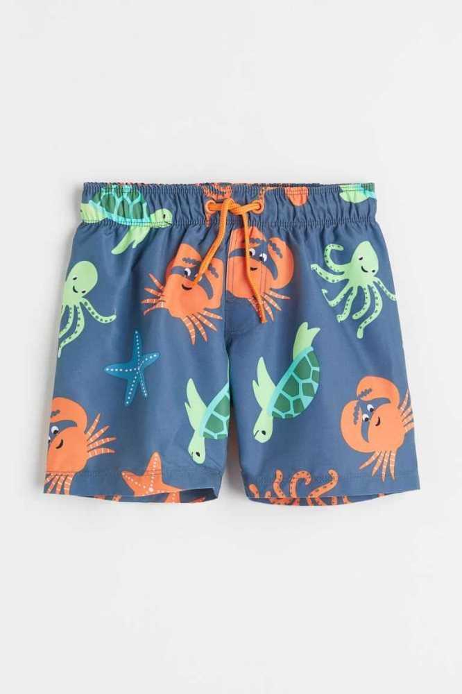 Trajes De Baño H&M Patterned Shorts Niños Azul Marino Azules | 296435WIB