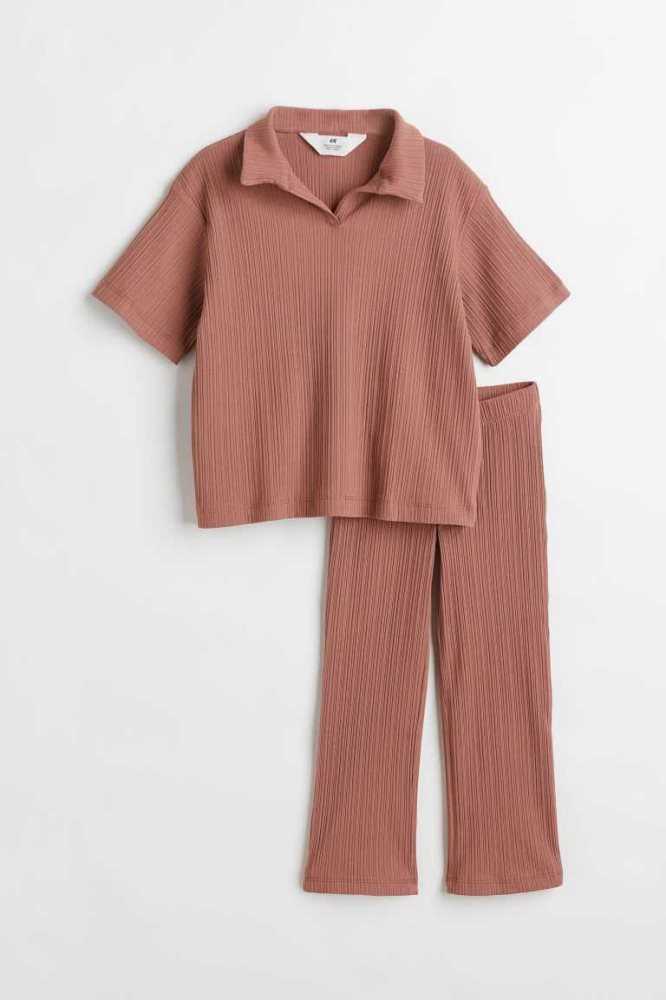 Una sola pieza H&M 2-piece Acanalado Jersey Niños Morados Claro | 139276KNY