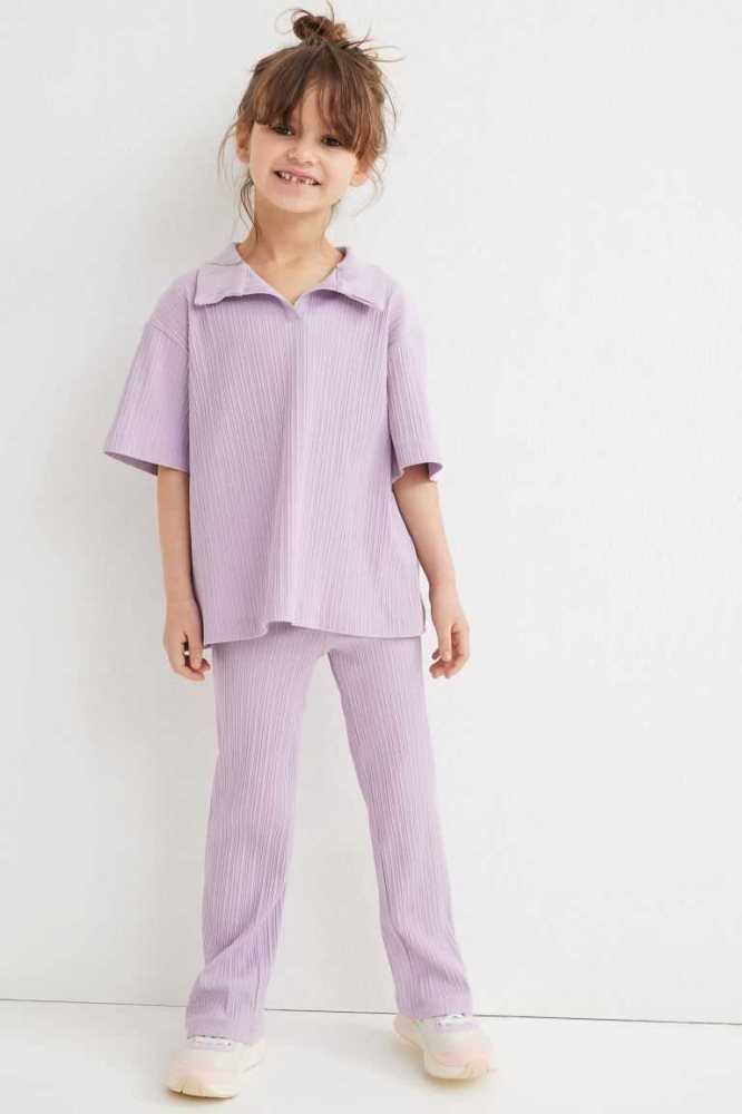 Una sola pieza H&M 2-piece Acanalado Jersey Niños Morados Claro | 139276KNY