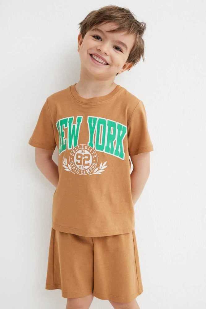 Una sola pieza H&M 2-piece Algodon Jersey Niños Beige Oscuro | 294381FJU