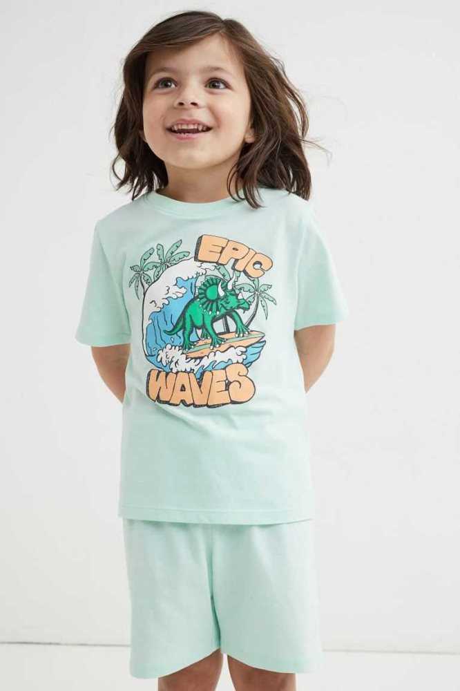 Una sola pieza H&M 2-piece Algodon Jersey Niños Turquesa Claro | 375684LRZ