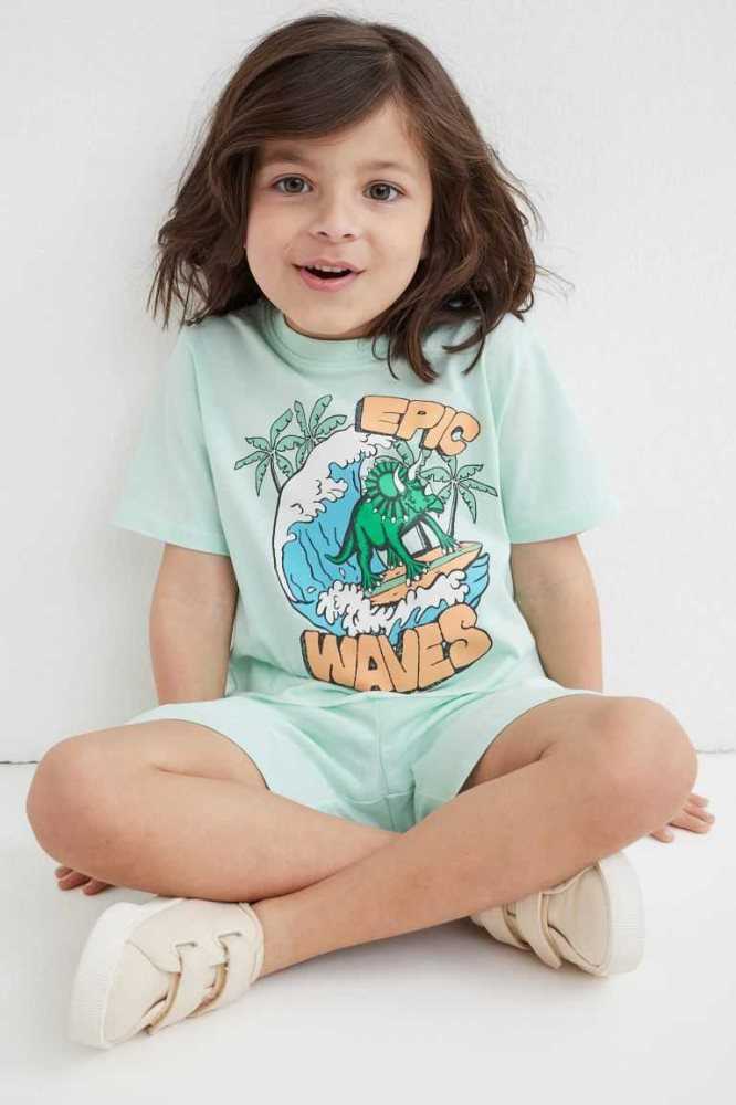 Una sola pieza H&M 2-piece Algodon Jersey Niños Turquesa Claro | 375684LRZ