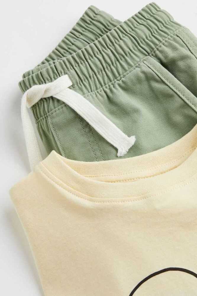 Una sola pieza H&M 2-piece Algodon Niños Kaki Verdes Beige Blancos | 326491SFU