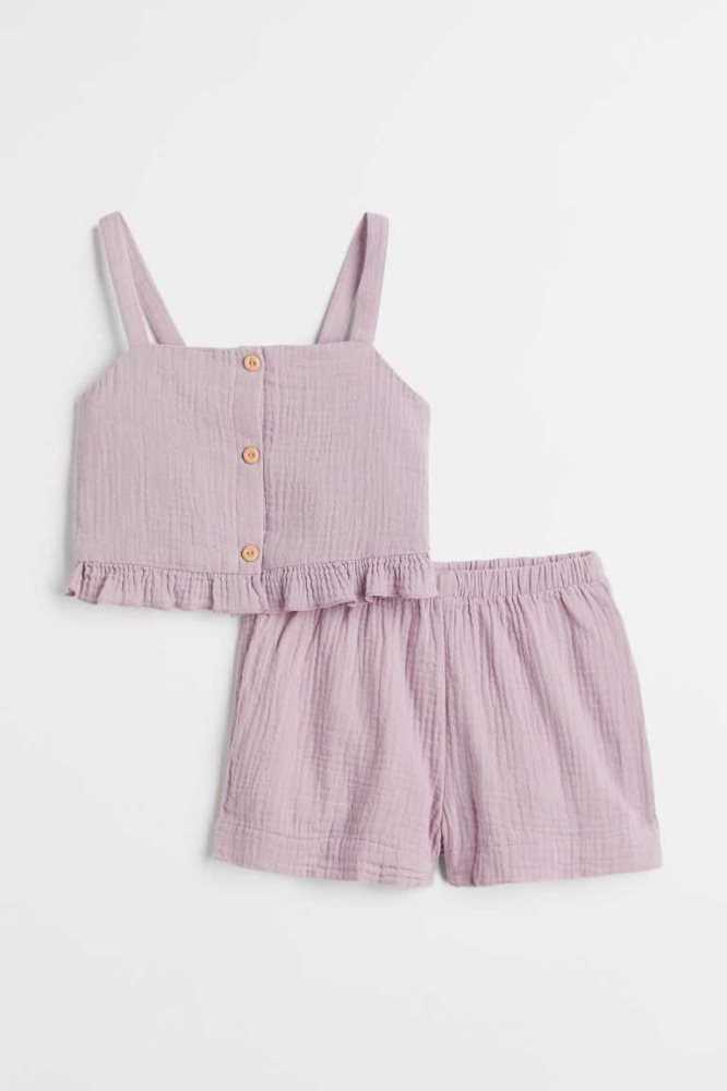 Una sola pieza H&M 2-piece Algodon Niños Morados Claro | 380761QKL